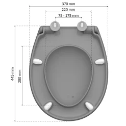Abattant WC ovale en duroplast gris avec frein de chute ALMA