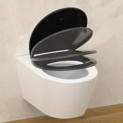 Abattant WC ovale en duroplast noir avec frein de chute ALMA