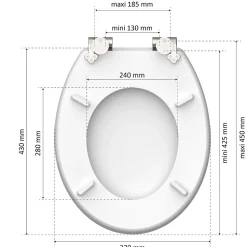 Abattant WC ovale en MDF blanc avec frein de chute GAIA