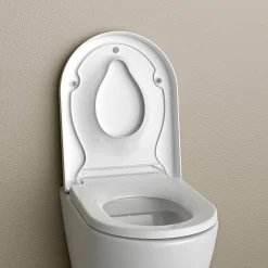 Abattant WC plastique avec double Lunette WC pour famille et enfant, charnières acier inox - Blanc - 46,4x35,9x5,1cm - U1006