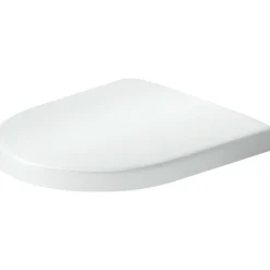 Abattant WC plastique Blanc forme D, Lunette toilettes universel à frein de chute / fermeture amortie - 37,5x41,7x5,1cm - Univavo