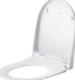 Abattant WC plastique Blanc forme D extra-plat, Lunette toilettes à frein de chute / fermeture amortie, 36x42,3x4,5cm, Univavo