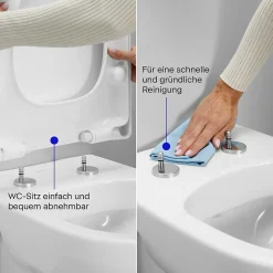 Abattant WC plastique Blanc forme D extra-plat, Lunette toilettes à frein de chute / fermeture amortie, 36x42,3x4,5cm, Univavo