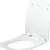 Abattant WC plastique Carré Blanc extra-plat, Lunette toilettes à frein de chute / fermeture amortie, 36x42,3x4,8cm, Univavo