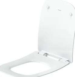 Abattant WC plastique Carré Blanc extra-plat, Lunette toilettes à frein de chute / fermeture amortie, 36x42,3x4,8cm, Univavo