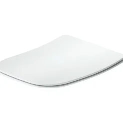 Abattant WC plastique Carré Blanc extra-plat, Lunette toilettes à frein de chute / fermeture amortie, 36x42,3x4,8cm, Univavo