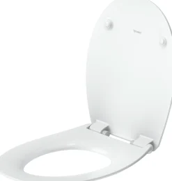 Abattant WC plastique Ovale Blanc, Lunette toilettes universel à frein de chute / fermeture amortie - 37,3x43,3x5cm - Univavo