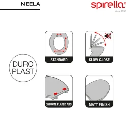 Abattant wc Thermo dur avec frein de chute NEELA Safran mat Charnières ABS Chromé Spirella