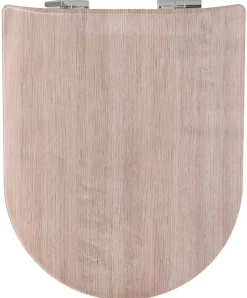 Abattant wood slim avec descente assistée - Effet bois naturel (47x36.5 cm - Beige)
