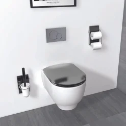Abattant wood slim déclipsable - Effet métal précieux (48x36.5 cm - Gris anthracite)