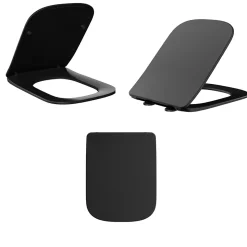 Abbatant WC frein de chute duroplast noir, kit de montage - Balneo Luga