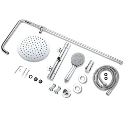 AICA Colonne de douche thermostatique, Acier inoxydable Pomme 200mm+Douchette 3 jets, Chromé