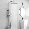 AICA colonne de douche thermostatique avec douche de tête ronde de 250 mm, douchette à main 3 fonctions, hauteur réglable
