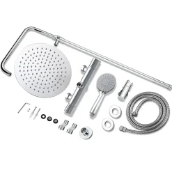 AICA colonne de douche thermostatique avec douche de tête ronde de 250 mm, douchette à main 3 fonctions, hauteur réglable