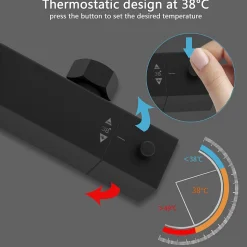AICA Colonne de douche thermostatique avec pomme de tête, Carré, douchette et flexible,noir mat
