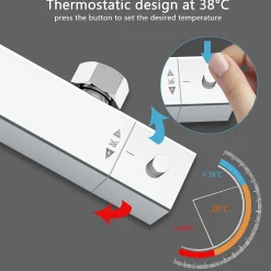 AICA colonne de douche thermostatique avec pomme de tête,Carré, douchette et flexible,effet chromé
