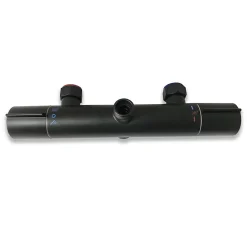 AICA colonne de douche thermostatique noir mat avec douche de tête carrée, réglable selon plusieurs modes, réglable en hauteur