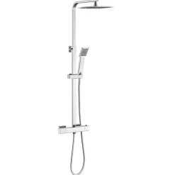 AICA colonne de douche thermostatique avec pomme de tête, douchette et flexible,effet chromé