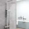 AICA Colonne de douche thermostatique, Acier inoxydable Pomme 200mm+Douchette 3 jets, Chromé