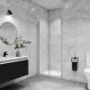 AICA porte de douche battante 80x180cm profilé blanc en 5mm verre anticalcaire Hauteur 180cm Installation en niche