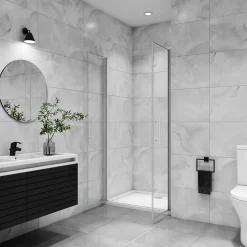AICA porte de douche battante 80x180cm profilé blanc en 5mm verre anticalcaire Hauteur 180cm Installation en niche