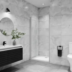 AICA porte de douche battante 80x180cm profilé blanc en 5mm verre anticalcaire Hauteur 180cm Installation en niche