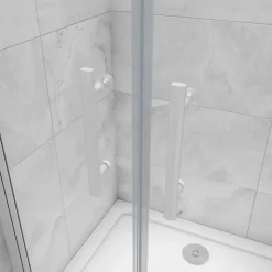 AICA porte de douche battante 80x180cm profilé blanc en 5mm verre anticalcaire Hauteur 180cm Installation en niche