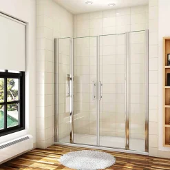 Aica Porte De Douche Battante 150x197cm Porte Battante Avec 2 éléments Fixes En 6mm Verre Anticalcaire