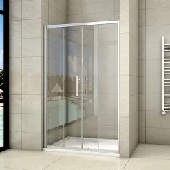 Aica Porte De Douche Coulissante 160x190cm Transparente Chromé L'accès Au Centre