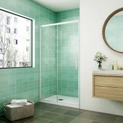 Aica Porte De Douche Coulissante 120x190cm Profilé Blanc Installation En Niche