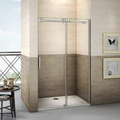 Aica Porte De Douche Coulissante 160x195cm En 8mm Verre Anticalcaire