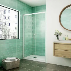 Aica Porte De Douche Coulissante 140x190cm Profilé Blanc Installation En Niche