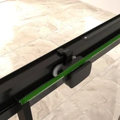 Aica Porte De Douche Noir Mat 110x195cm Porte De Douche Avec L'amortisseur Porte Coulissante En 8mm Verre Anticalcaire