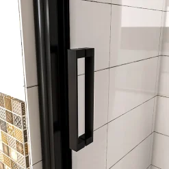 Aica Porte De Douche Noir Mat 110x195cm Porte De Douche Avec L'amortisseur Porte Coulissante En 8mm Verre Anticalcaire