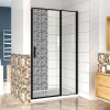 Aica porte de douche pivotante 120x185cm noir mat en 6mm verre anticalcaire installation en niche