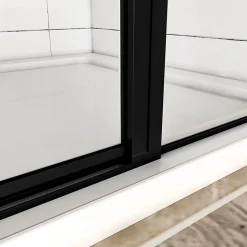 Aica porte de douche pivotante 120x185cm noir mat en 6mm verre anticalcaire installation en niche