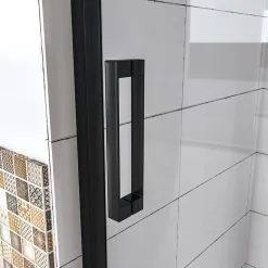 Aica porte de douche pivotante 120x185cm noir mat en 6mm verre anticalcaire installation en niche