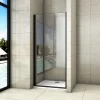 Aica Porte De Douche Pivotante Noir Mat 80x200cm En 8mm Verre Anticalcaire