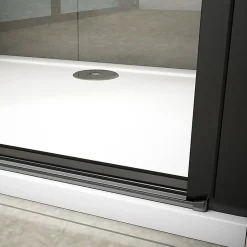 Aica Porte De Douche Pivotante Noir Mat 80x200cm En 8mm Verre Anticalcaire