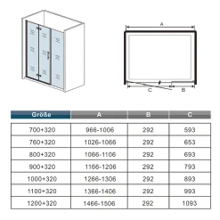 AICA porte de douche pivotante 100x185cm porte de douche pliante avec un élément fixe en 6mm verre anticalcaire