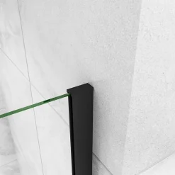 AICA porte de douche pivotante 120x200cm avec un élément fixe Porte de douche noire Hauteur 200cm en 8mm verre anticalcaire