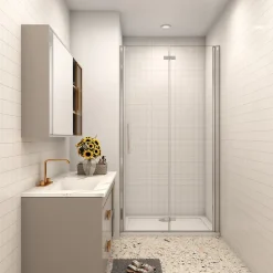 AICA porte de douche 100x185cm 6mm verre clair trempé sécurit