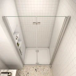 AICA porte de douche 100x185cm 6mm verre clair trempé sécurit
