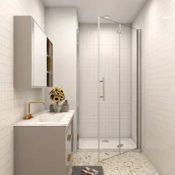 AICA porte de douche 100x185cm 6mm verre clair trempé sécurit