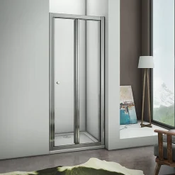 Aica Porte De Douche 100x185cm Pliante En Verre Sécurit Clair,installation En Niche