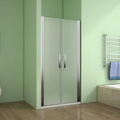 Aica Porte De Douche 120x185cm Porte Battante Verre Satiné Et Anticalcaire Porte Battante En Niche