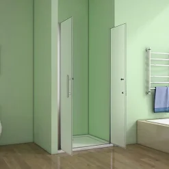 Aica Porte De Douche 120x185cm Porte Battante Verre Satiné Et Anticalcaire Porte Battante En Niche