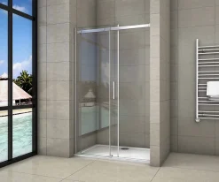 Aica Porte De Douche 150x195cm Coulissante En Niche En 8mm Verre Anticalcaire