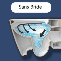 AICA Sans Bride WC Suspendu 52,5x36x36cm Avec Abattant Ultra Fin Soft-Close