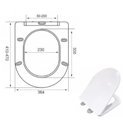 AICA Sans Bride WC Suspendu 52,5x36x36cm Avec Abattant Ultra Fin Soft-Close